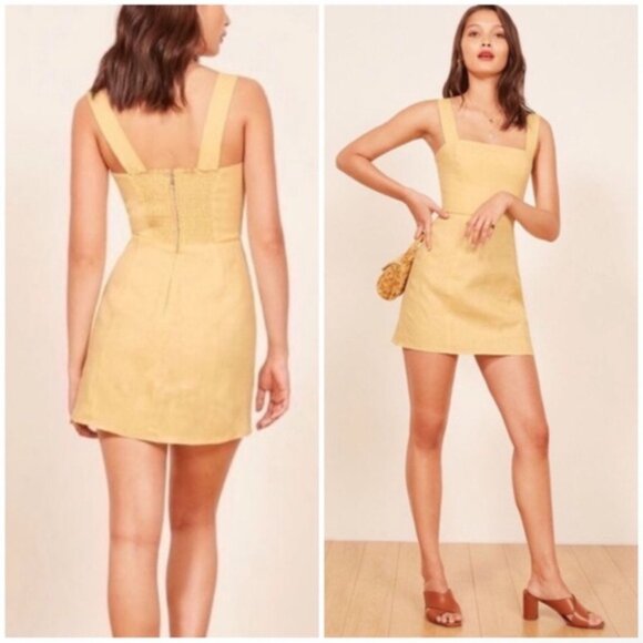 Reformation Dresses & Skirts - REFORMATION Brigitte Linen Dress‎ Smock Butter Yellow Mini Size 10
